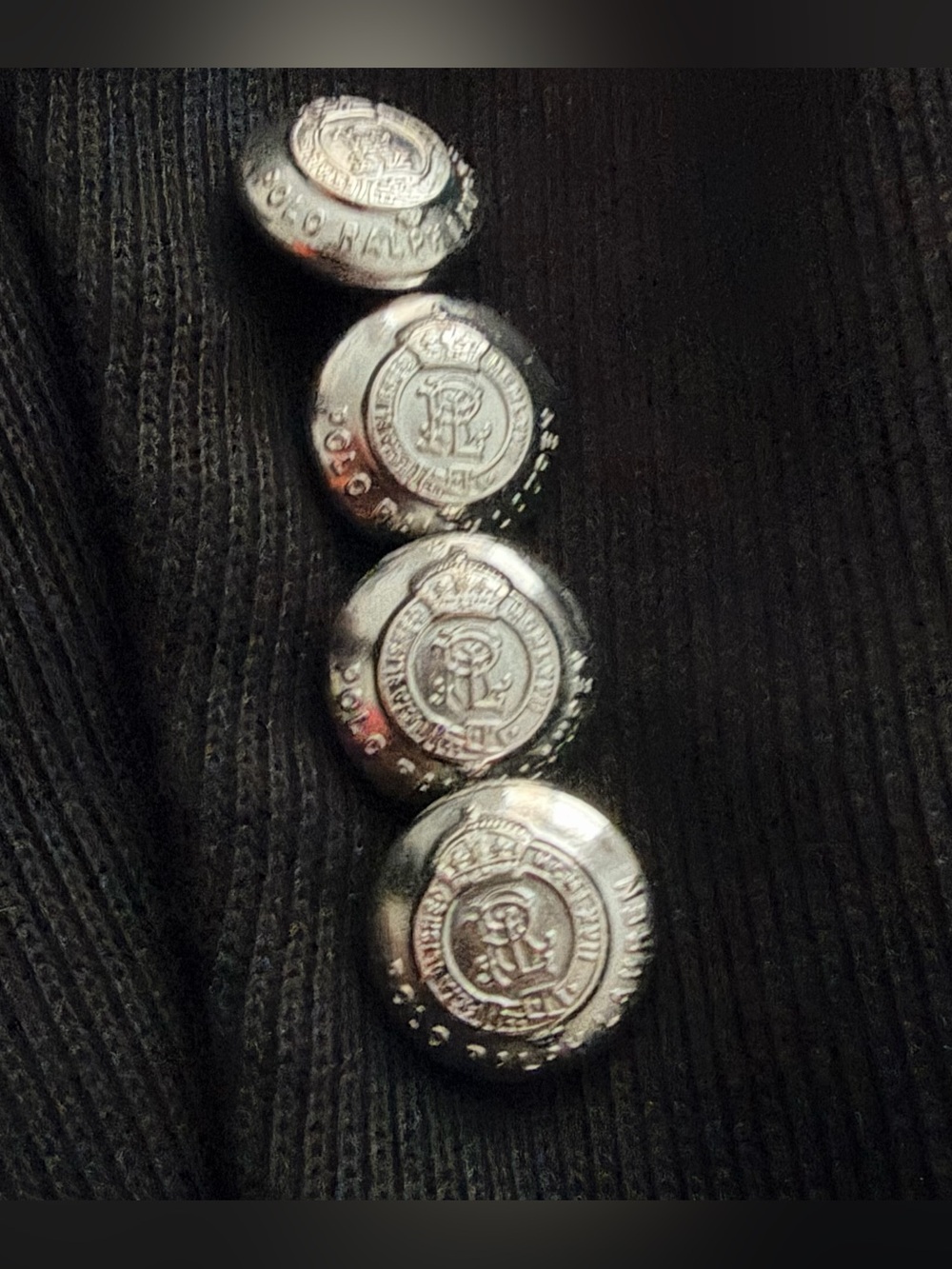 Polo Ralph Lauren Knit Double Breasted Blazer Jacket Black Silver Crest Size 16 - Picture 5 of 12